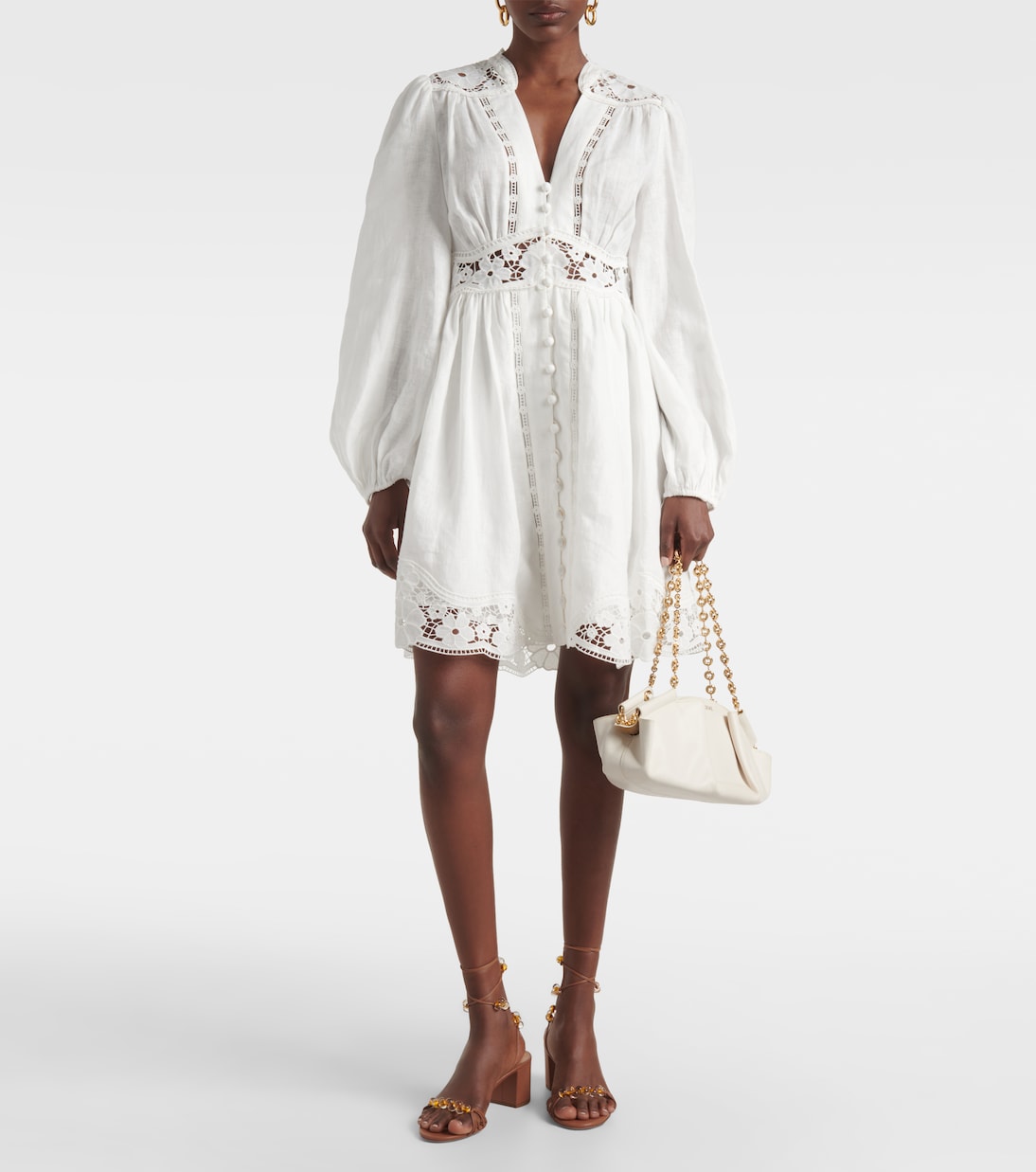 Vestido corto August de lino con encaje | Zimmermann