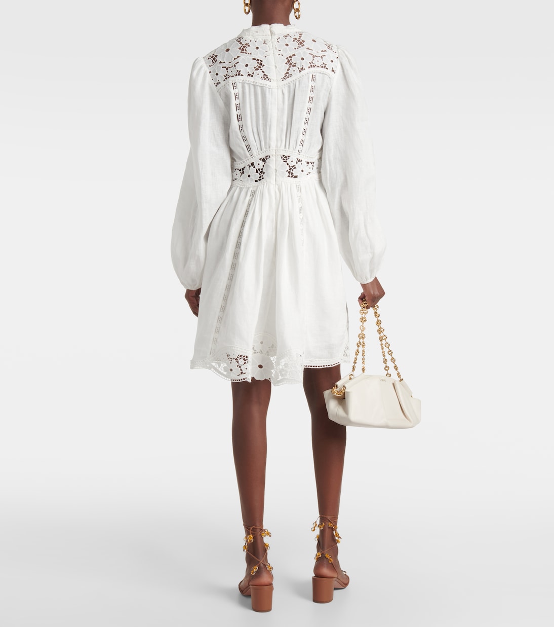 Vestido corto August de lino con encaje | Zimmermann