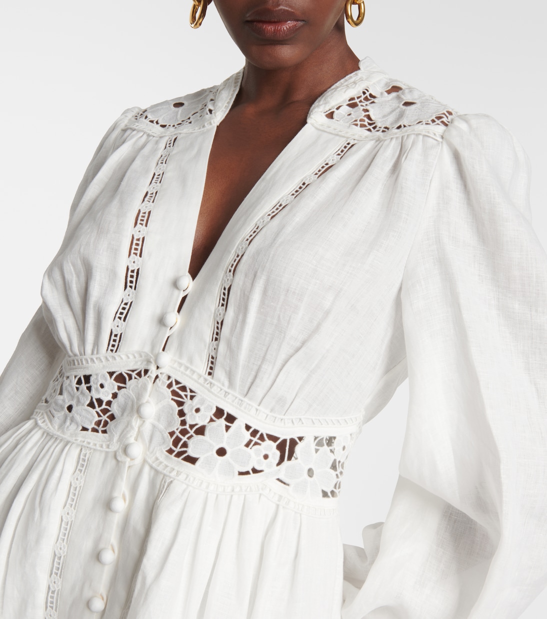 Vestido corto August de lino con encaje | Zimmermann
