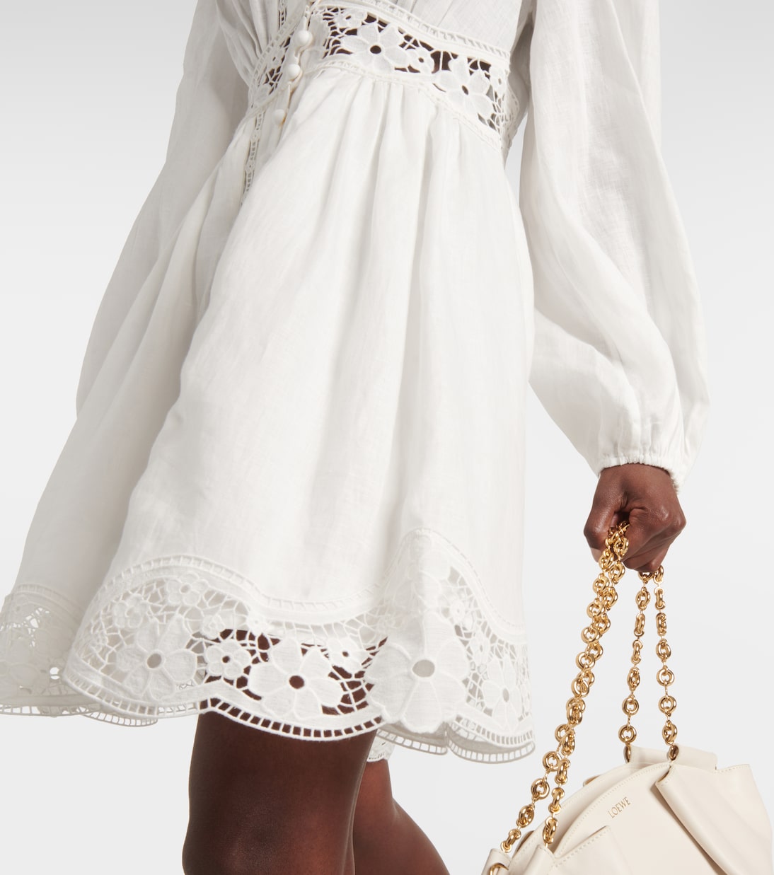 Vestido corto August de lino con encaje | Zimmermann