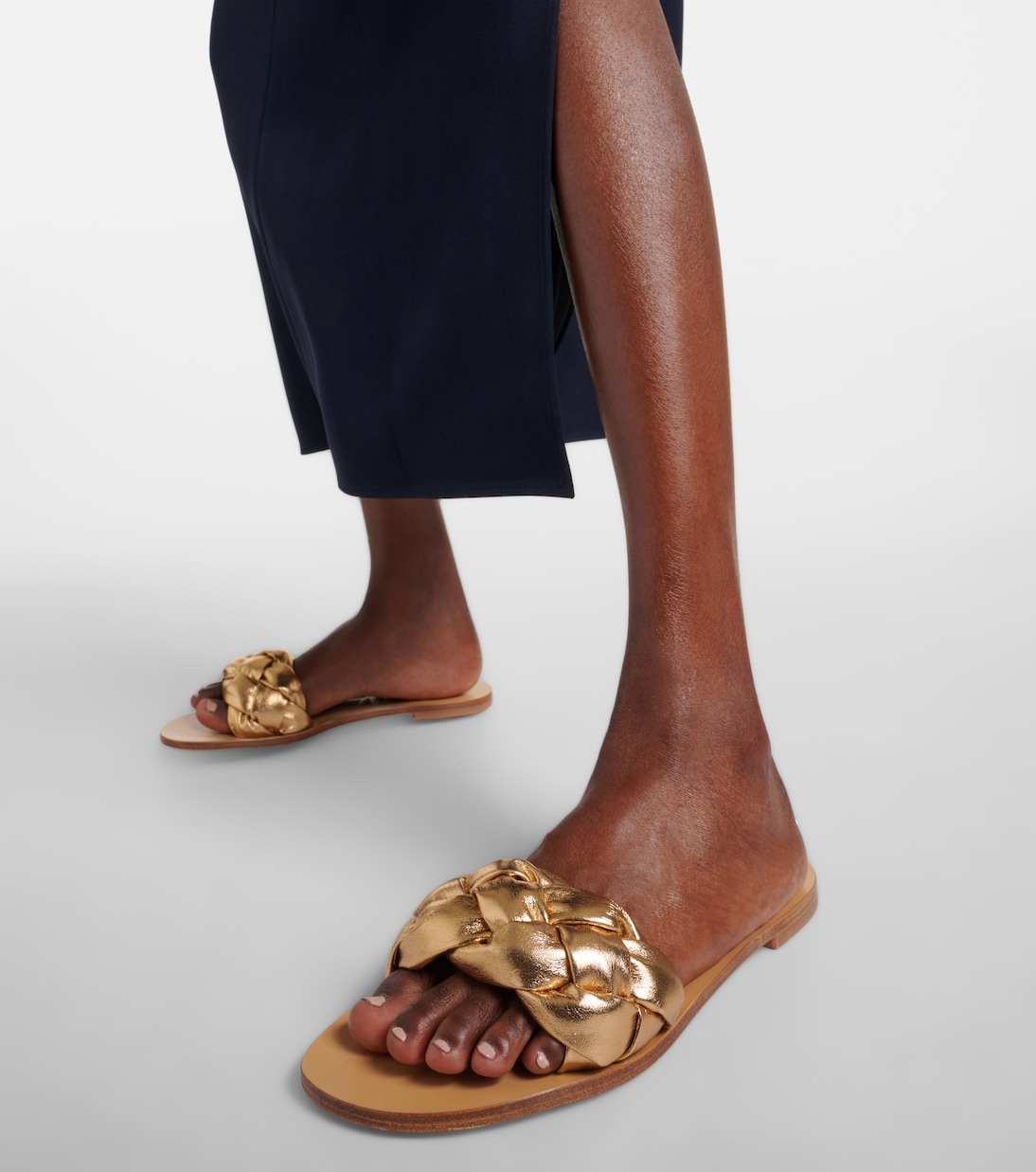 Pantoletten Pelota aus Metallic-Leder | Souliers Martinez