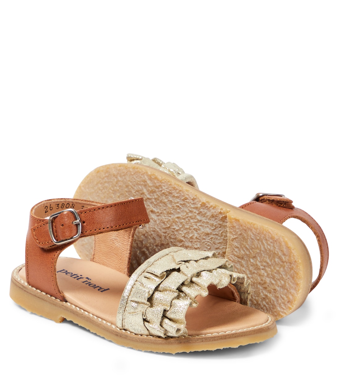 Sandalen Ruffles mit Metallic-Leder | Petit Nord