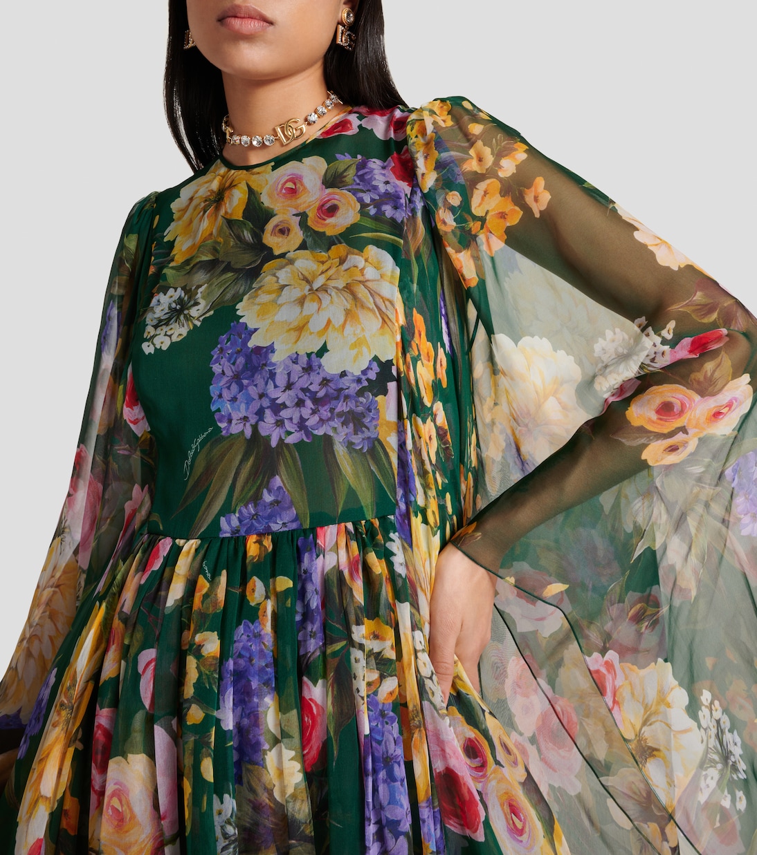 Floral silk chiffon gown | Dolce&Gabbana