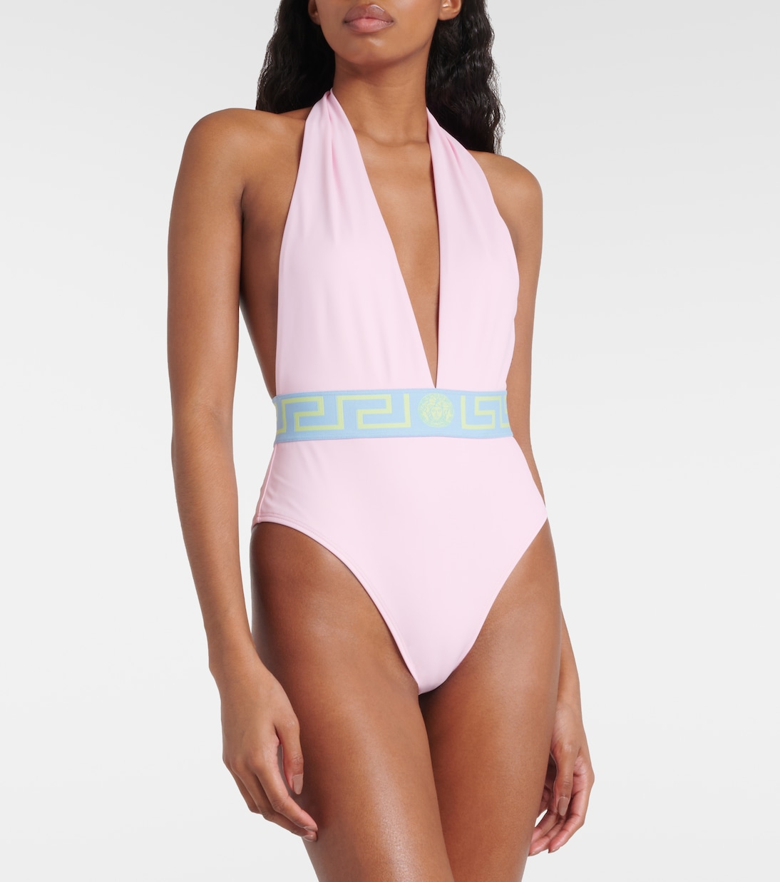 Greca Border halterneck swimsuit | Versace