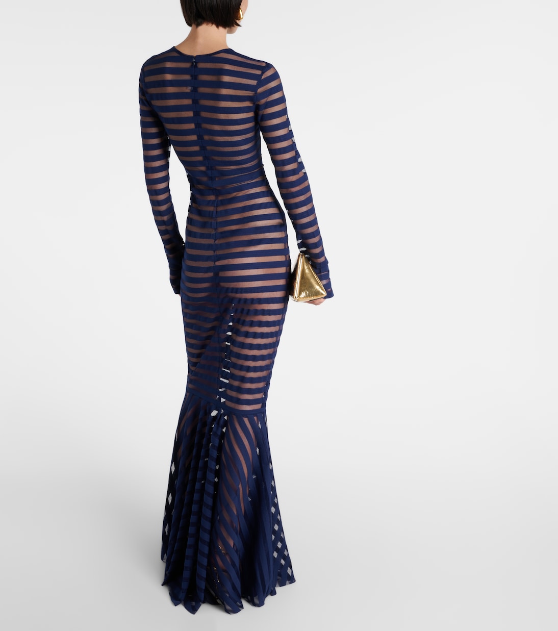 Abito lungo in mesh a righe | Norma Kamali