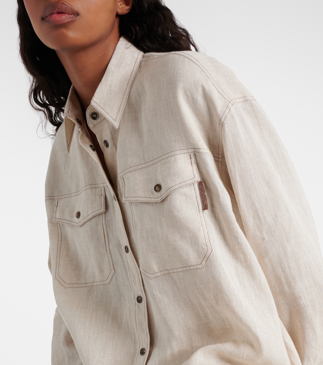 Camicia oversize in lino | Brunello Cucinelli