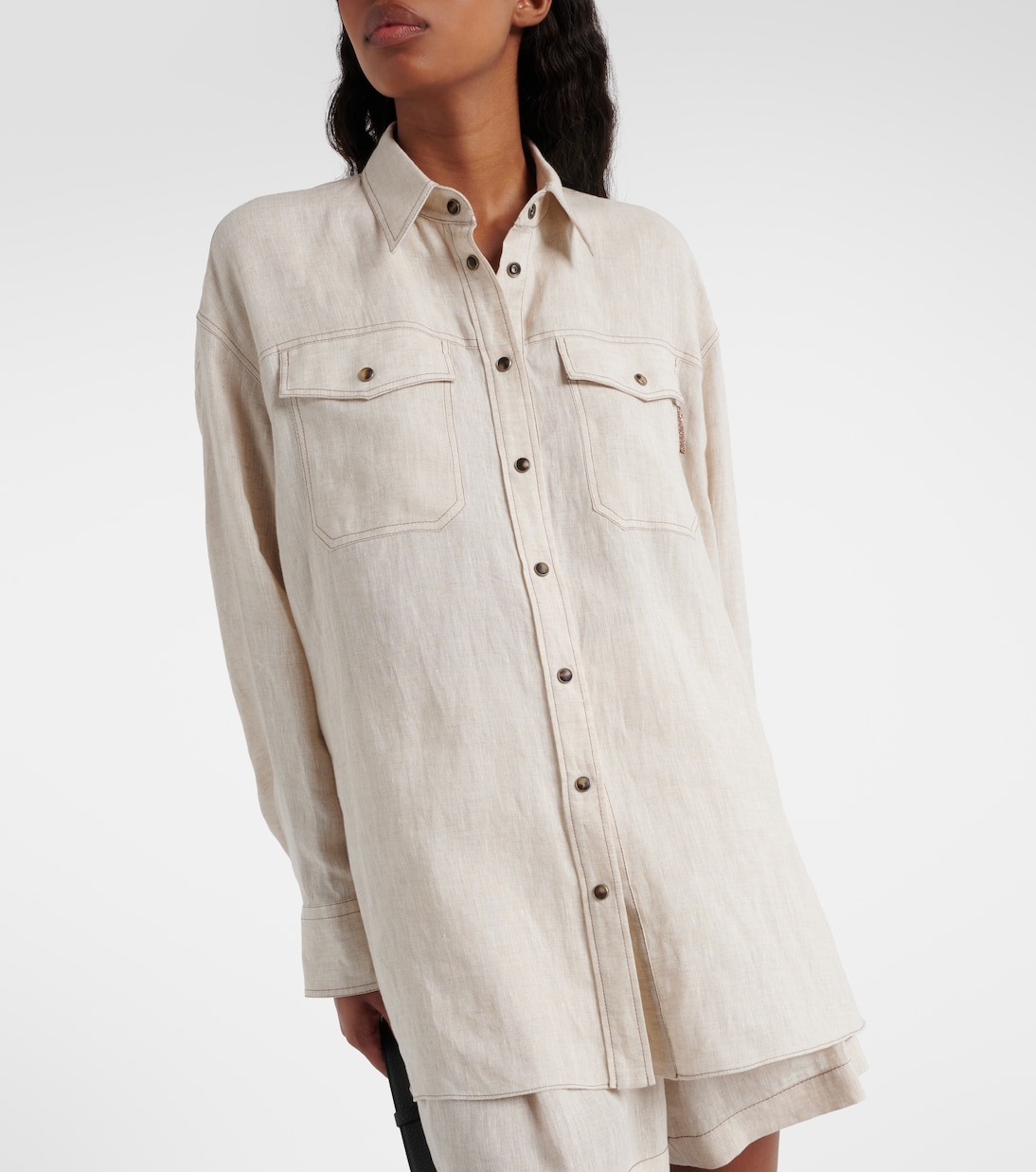Camicia oversize in lino | Brunello Cucinelli