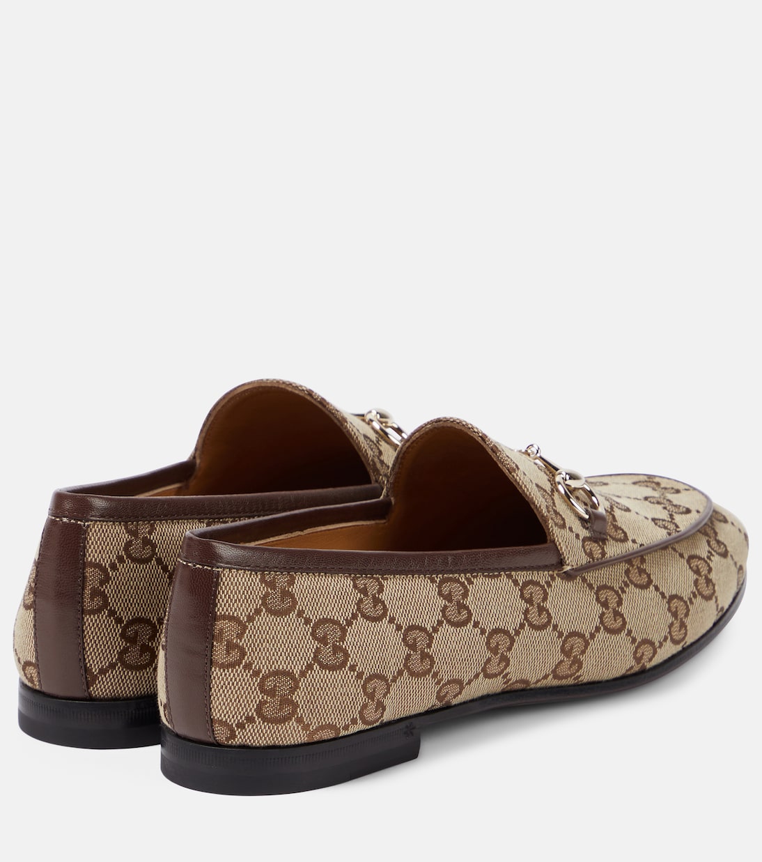 Jordaan Horsebit GG canvas loafers in neutrals Gucci Mytheresa