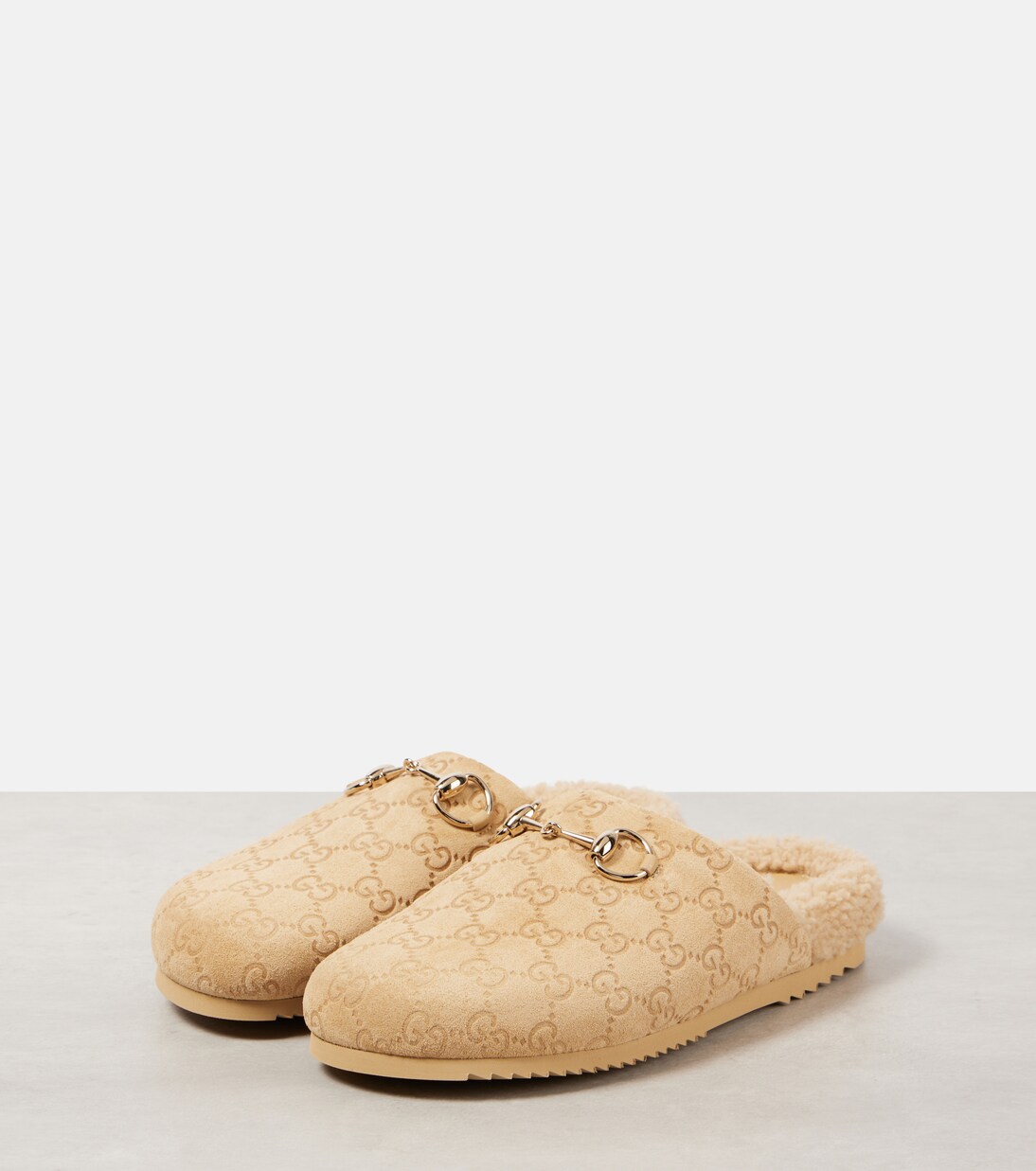 Mules Horsebit in suede GG | Gucci