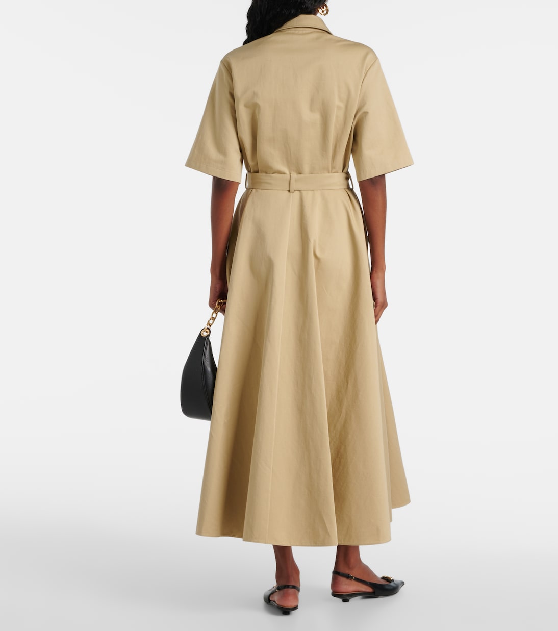 Vestido camisero de algodón y lino con VGold | Valentino