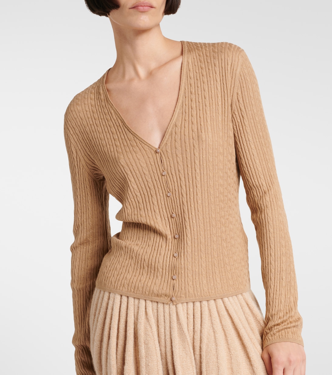 Cardigan in cashmere e seta a trecce | Loro Piana