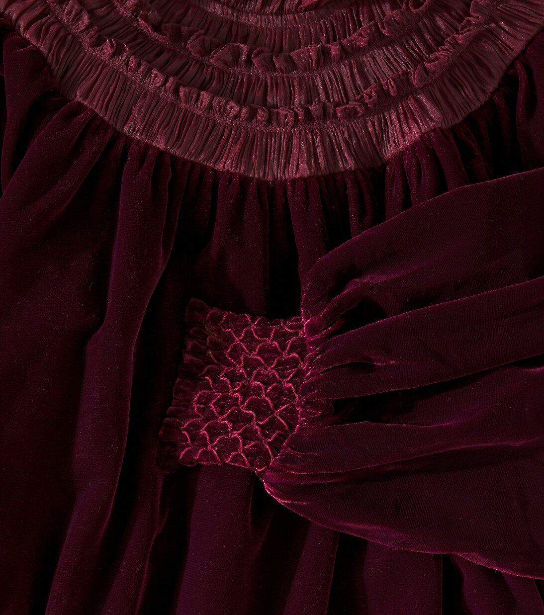 Shirred organza-trimmed velvet dress | Petite Amalie  