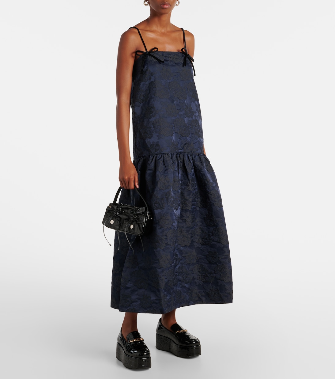 Abito midi in jacquard con stampa | Ganni
