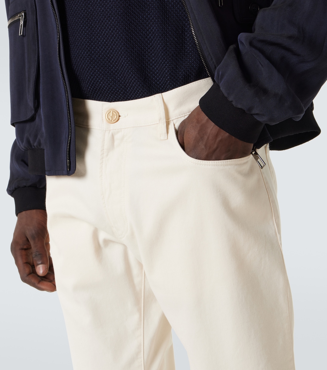 Pantaloni regular in cotone e seta | Giorgio Armani