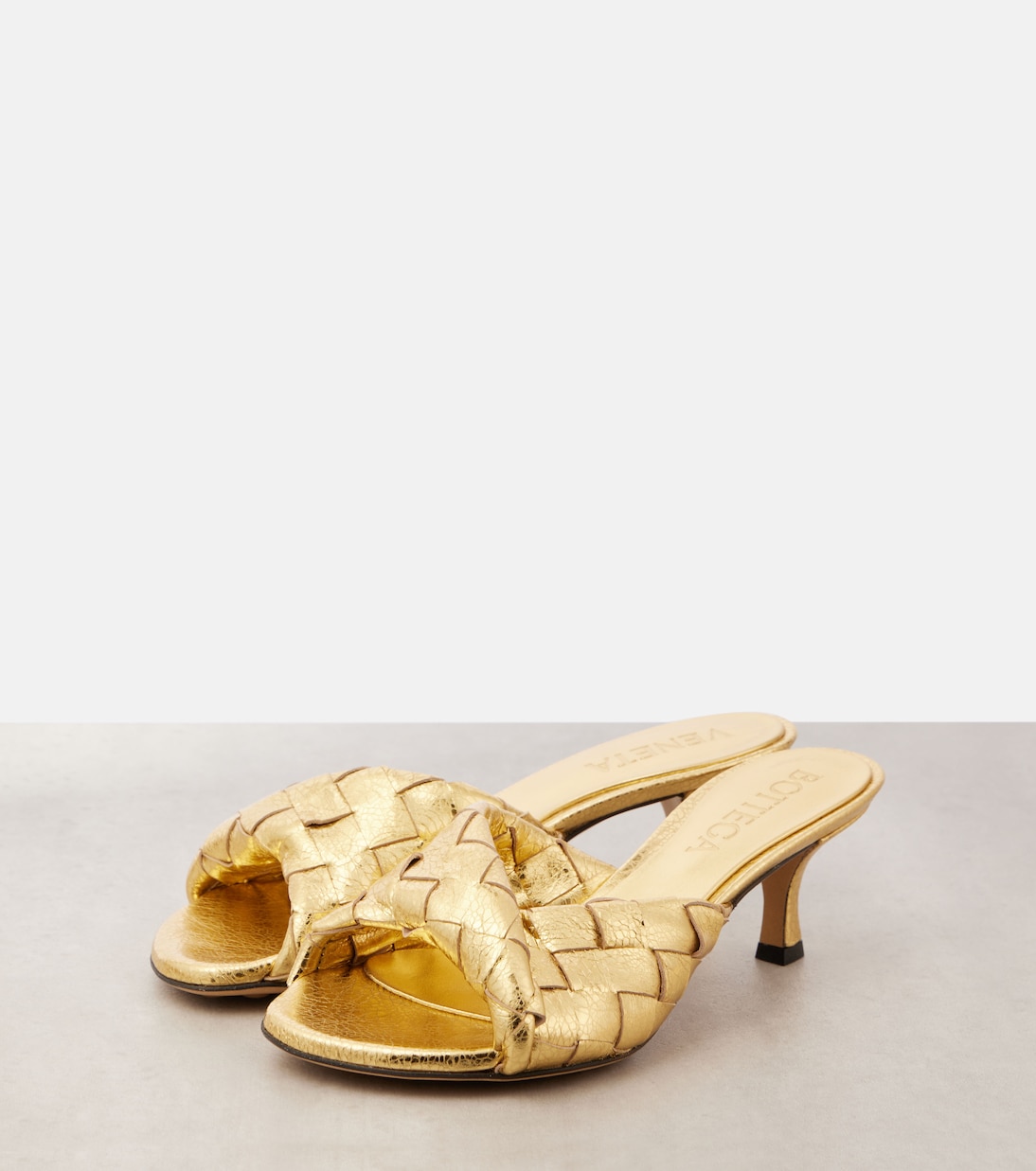 Mules Blink Intrecciato 50 en cuir métallisé | Bottega Veneta