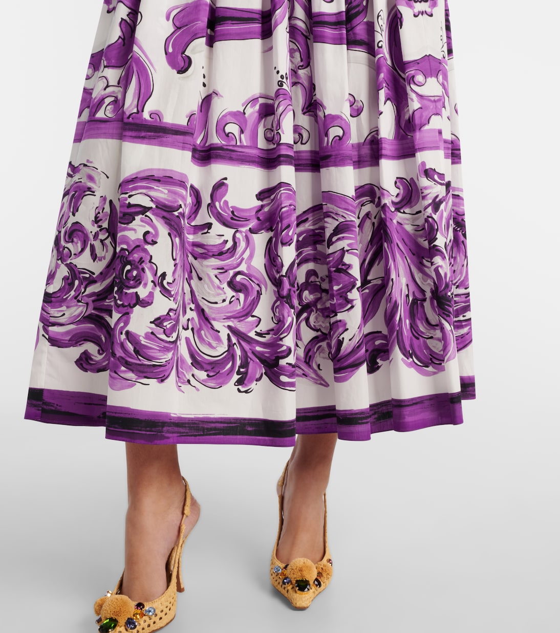Abito lungo a corsetto Majolica in cotone | Dolce&Gabbana