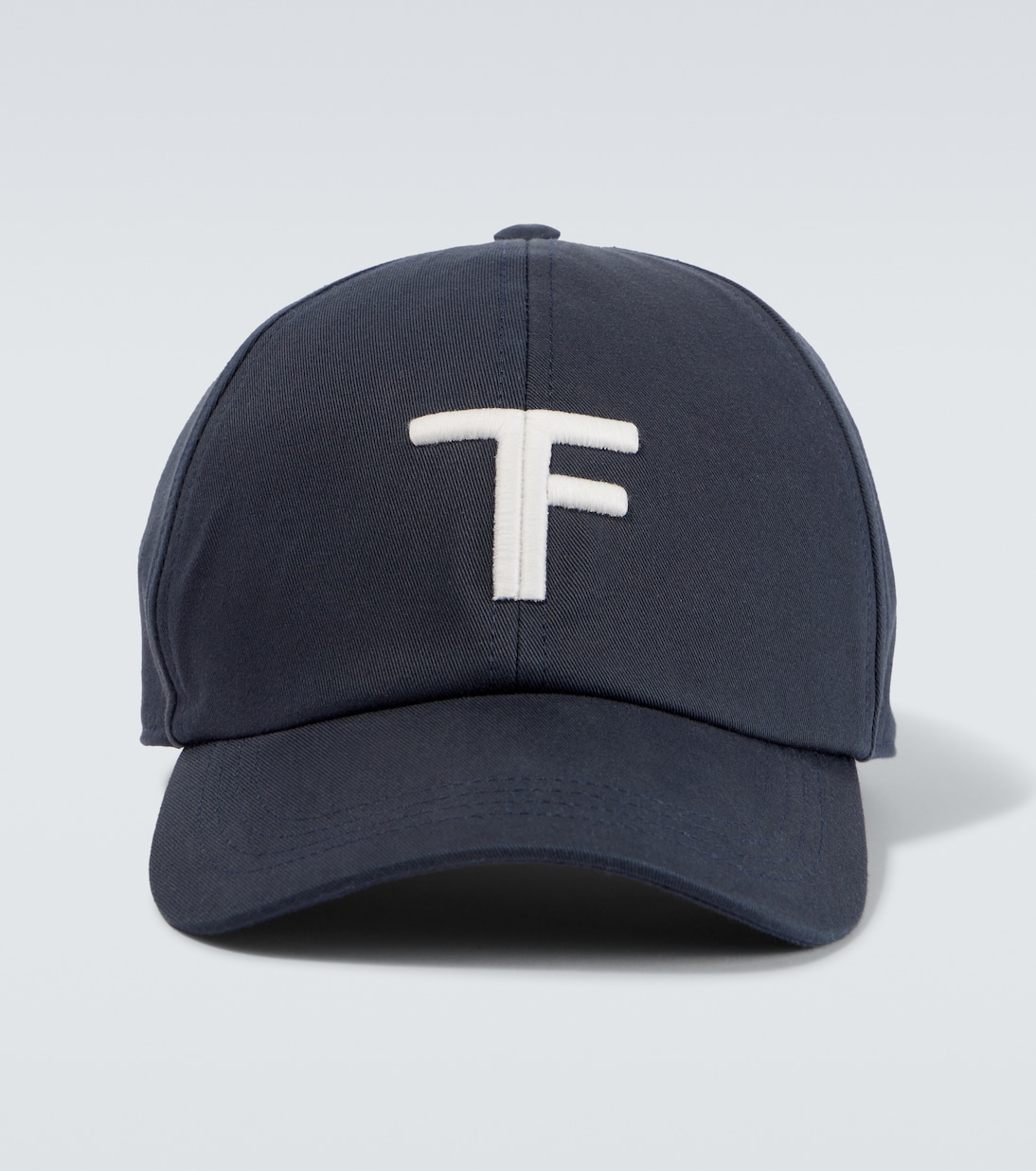 TF embroidered leather-trimmed baseball cap | Tom Ford