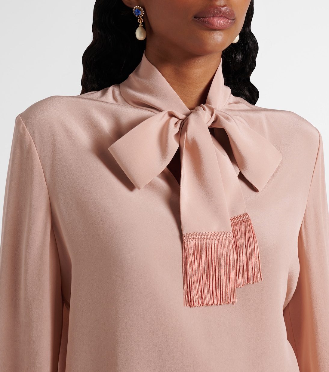 Camicia in crêpe di seta con fiocco | Valentino