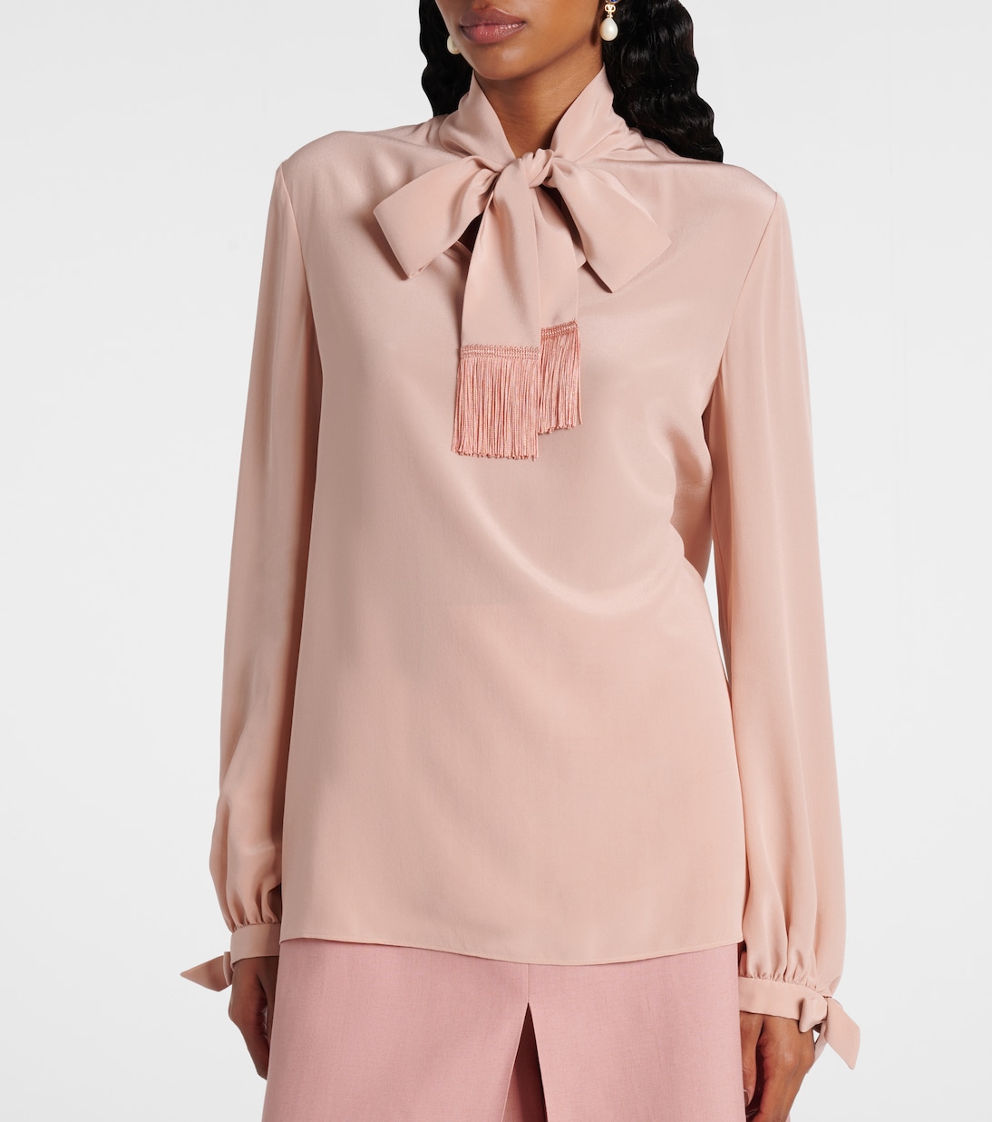 Camicia in crêpe di seta con fiocco | Valentino