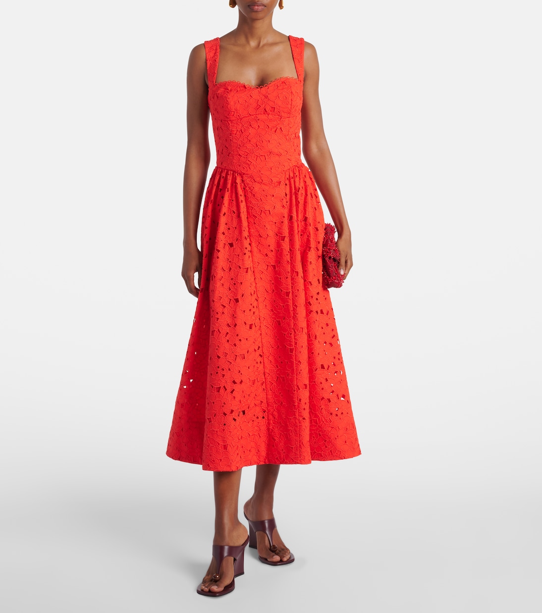 Blaire cotton guipure lace midi dress | Rebecca Vallance