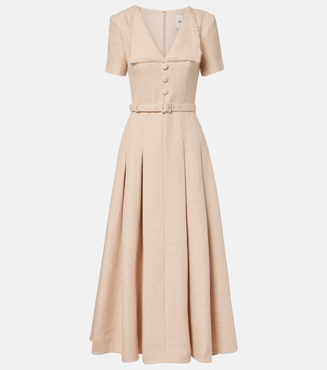 Belted bouclé maxi dress | Roland Mouret