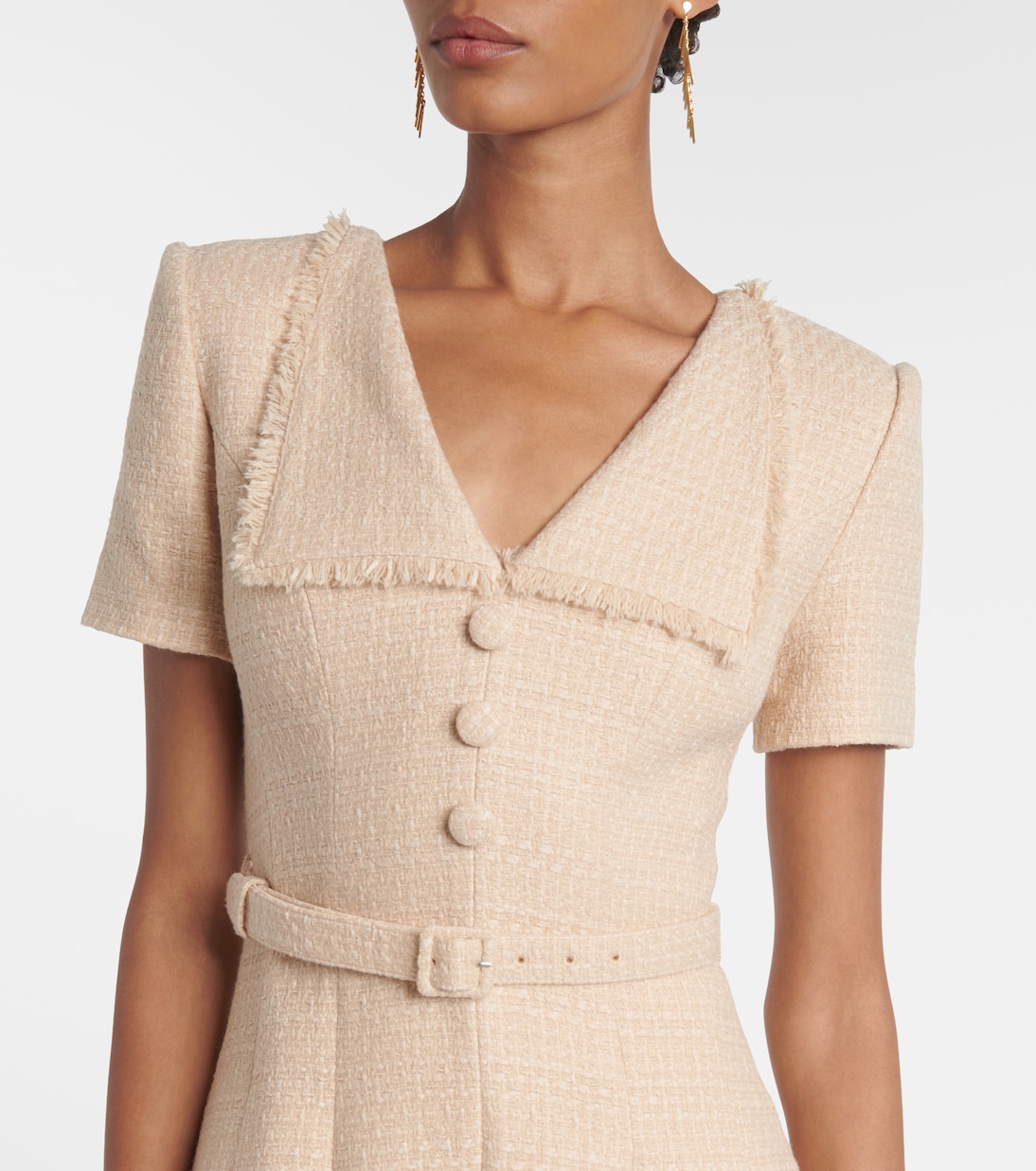 Belted bouclé maxi dress | Roland Mouret