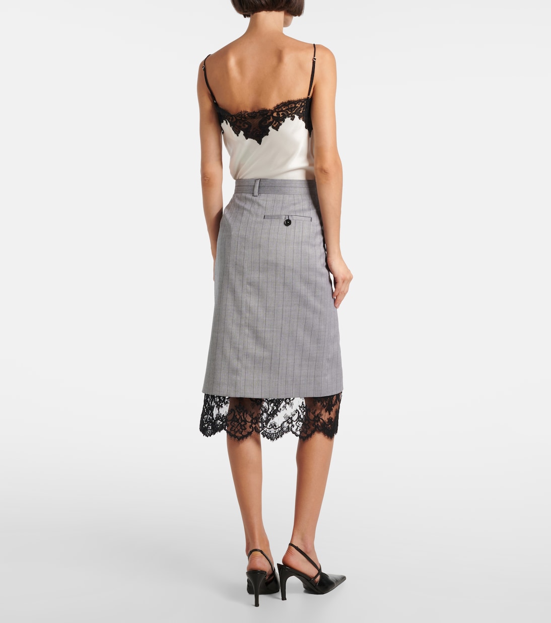 Pinestripe wool midi skirt | Stella McCartney