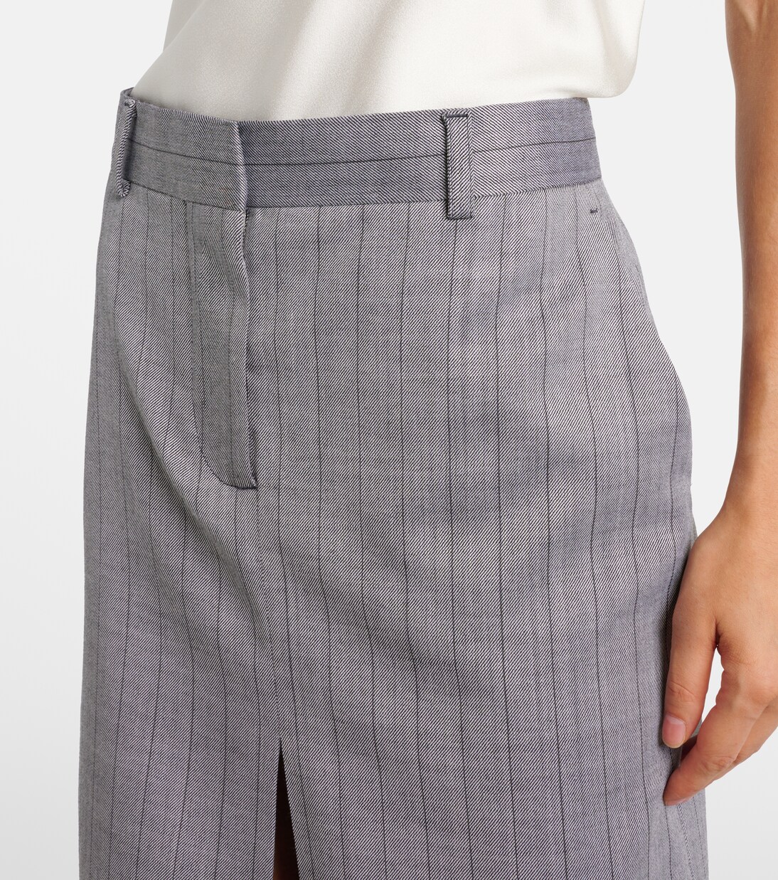 Pinestripe wool midi skirt | Stella McCartney