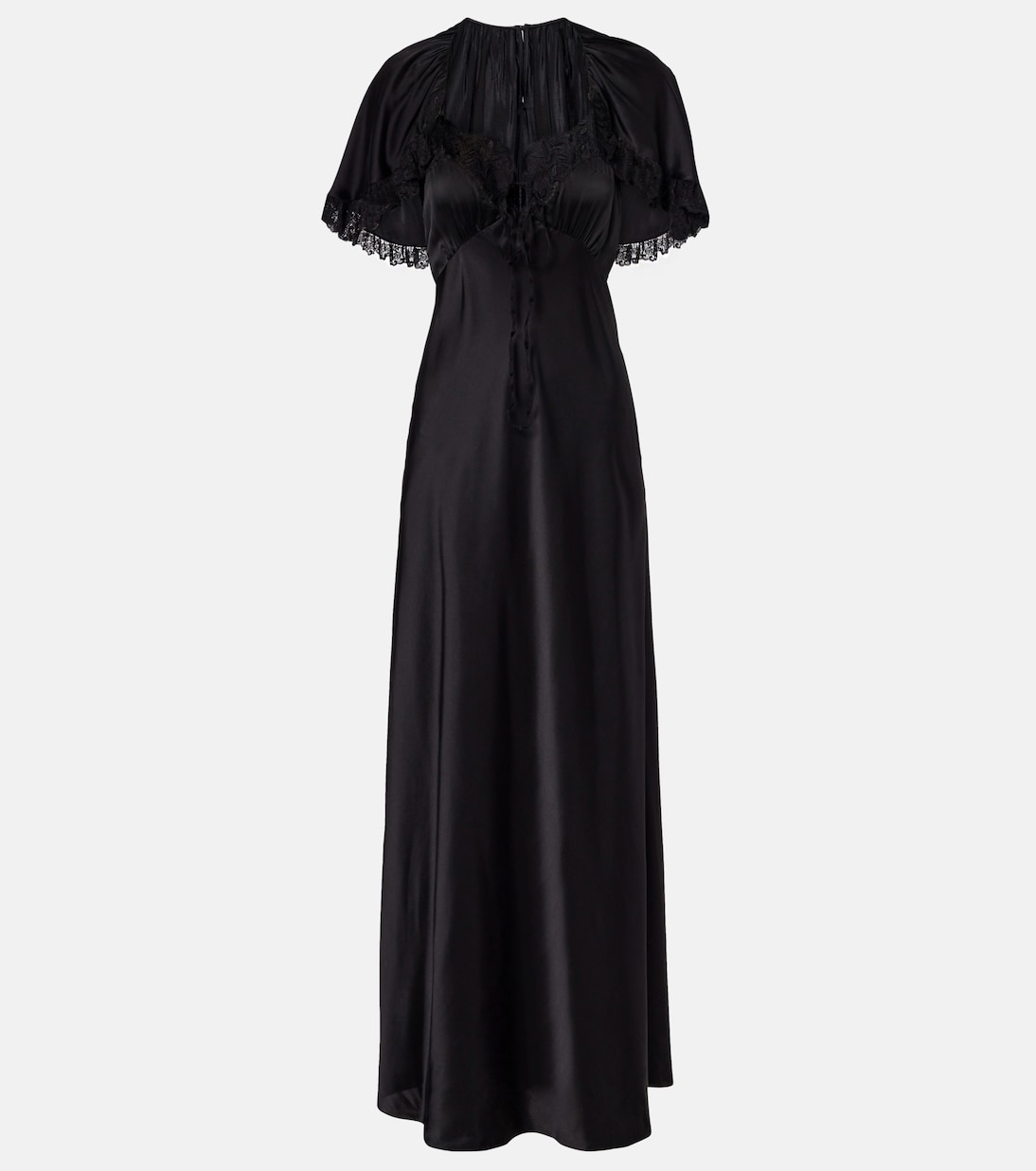 Caped lace-trimmed silk maxi dress | Chloé
