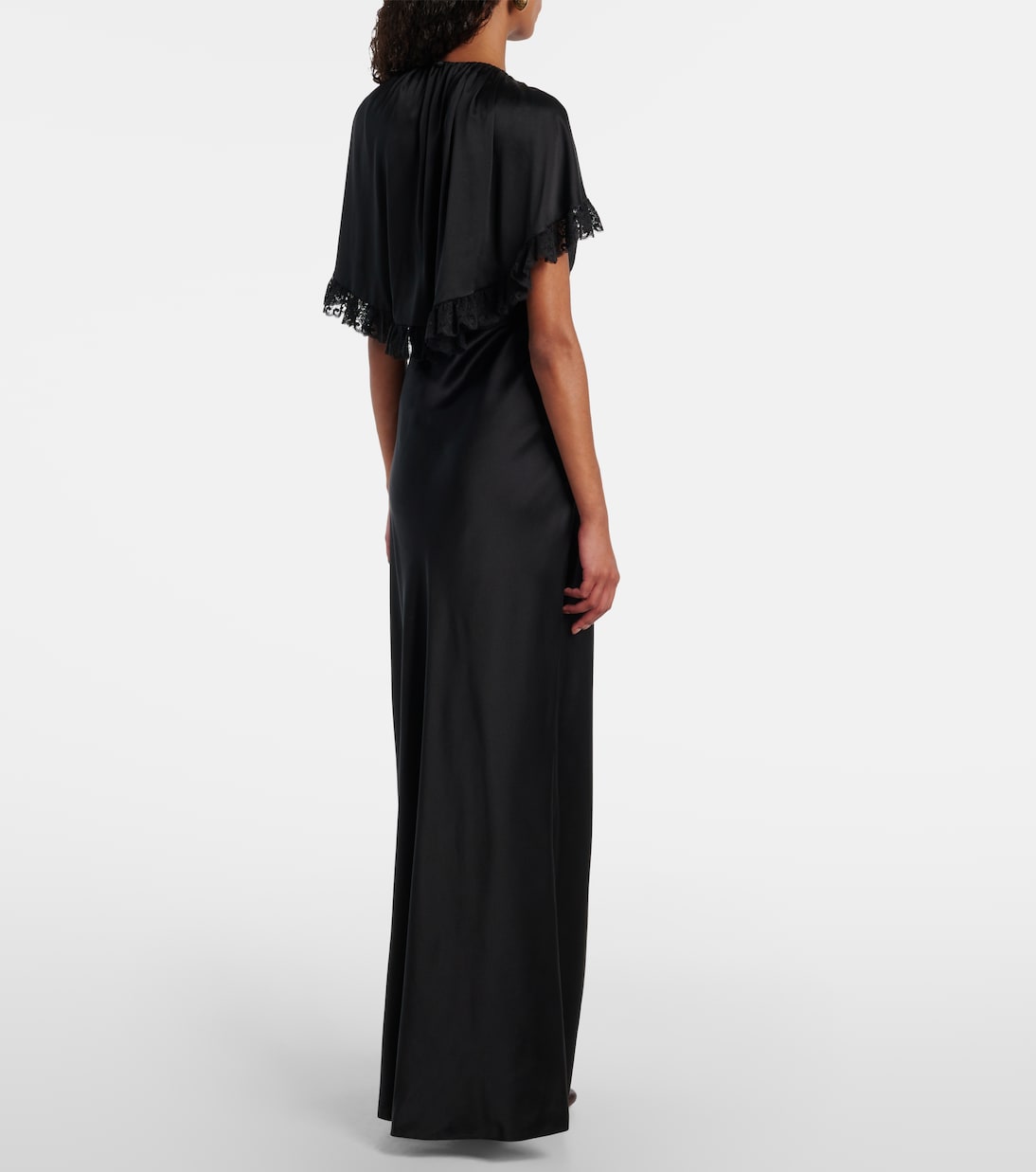 Caped lace-trimmed silk maxi dress | Chloé