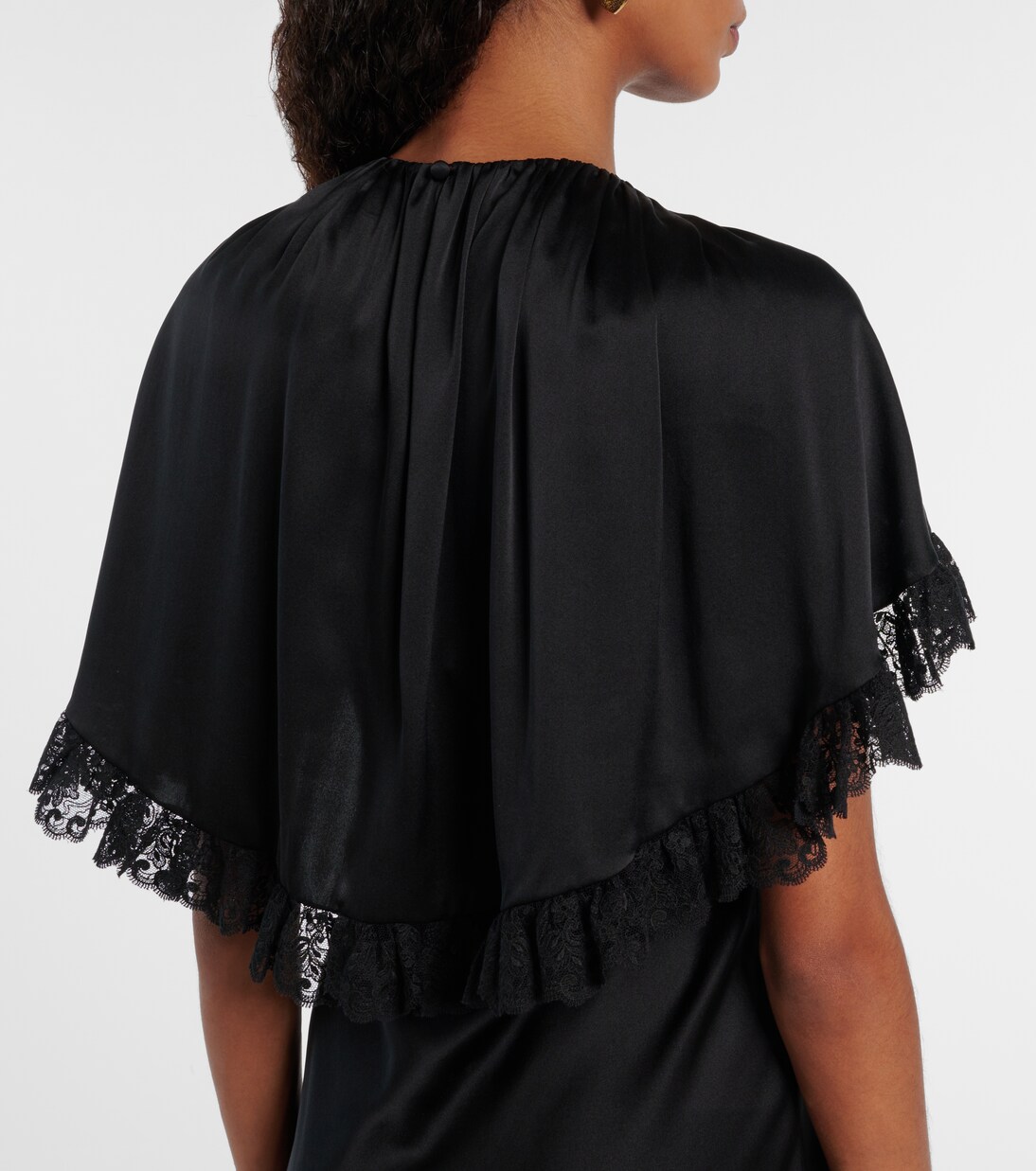 Caped lace-trimmed silk maxi dress | Chloé