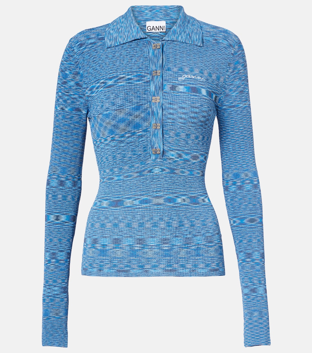 Space-dyed polo sweater | Ganni