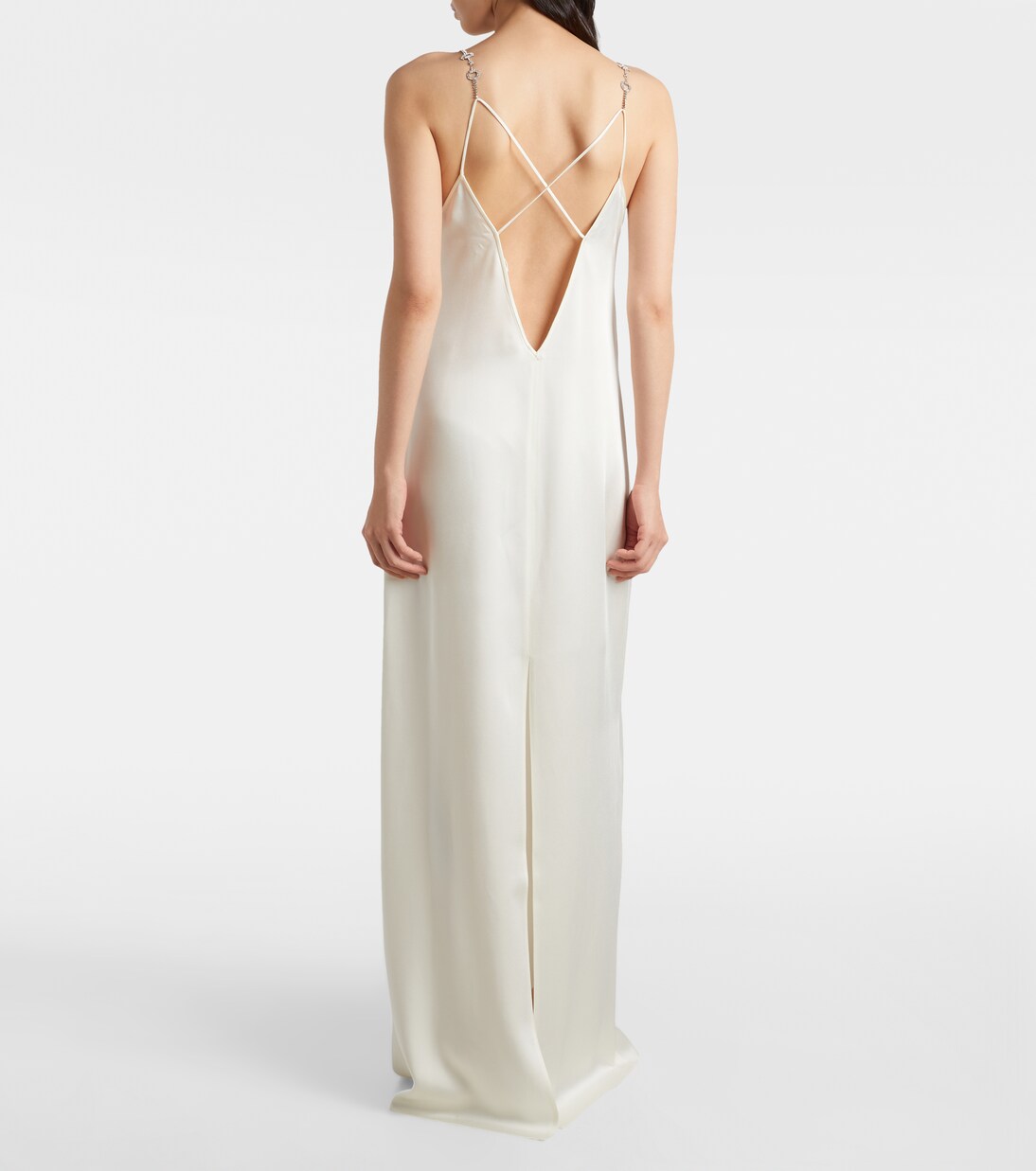 Slipdress Horsebit aus Satin mit Kristallen | Gucci