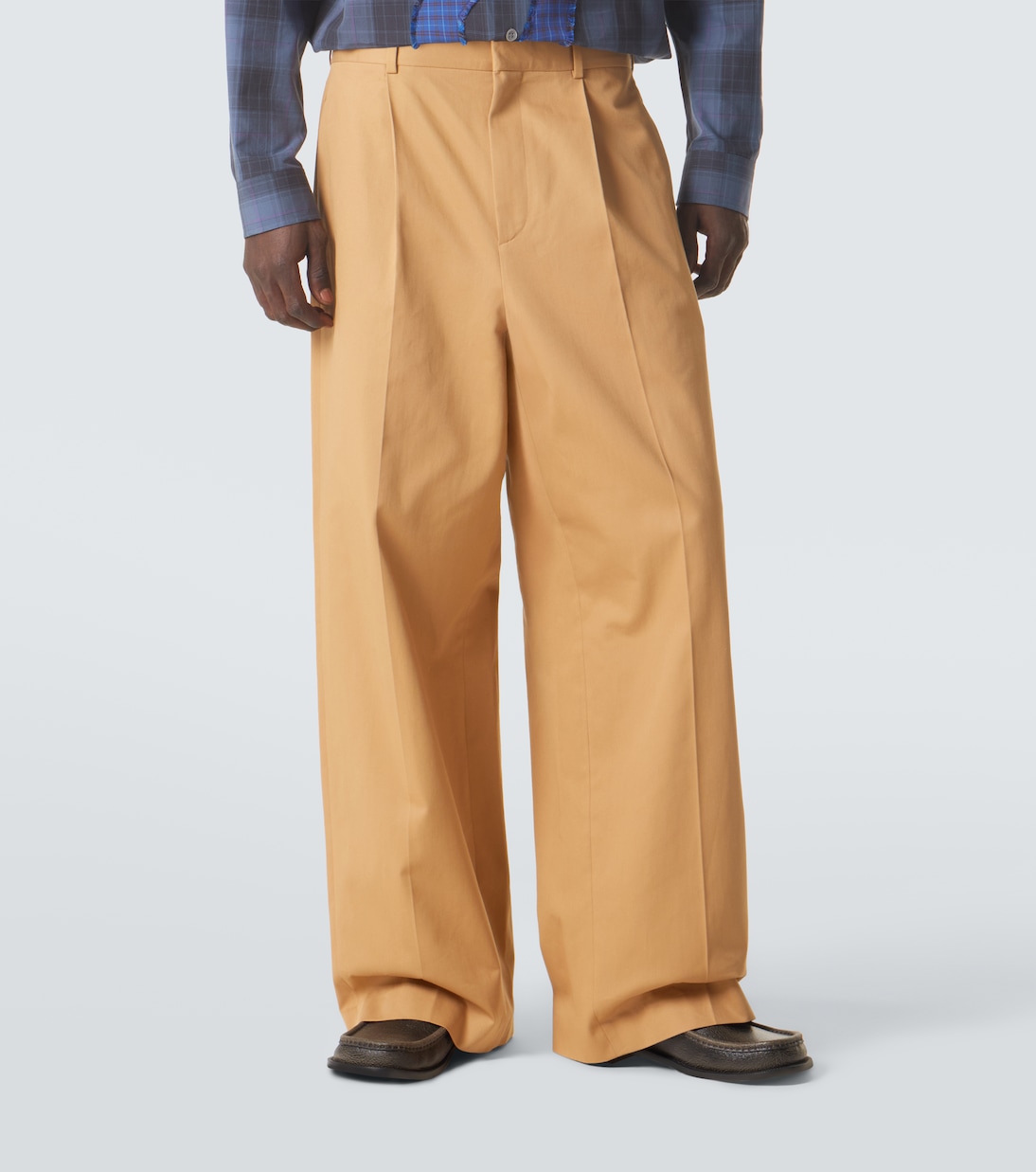 Pleated cotton gabardine wide-leg pants | Loewe