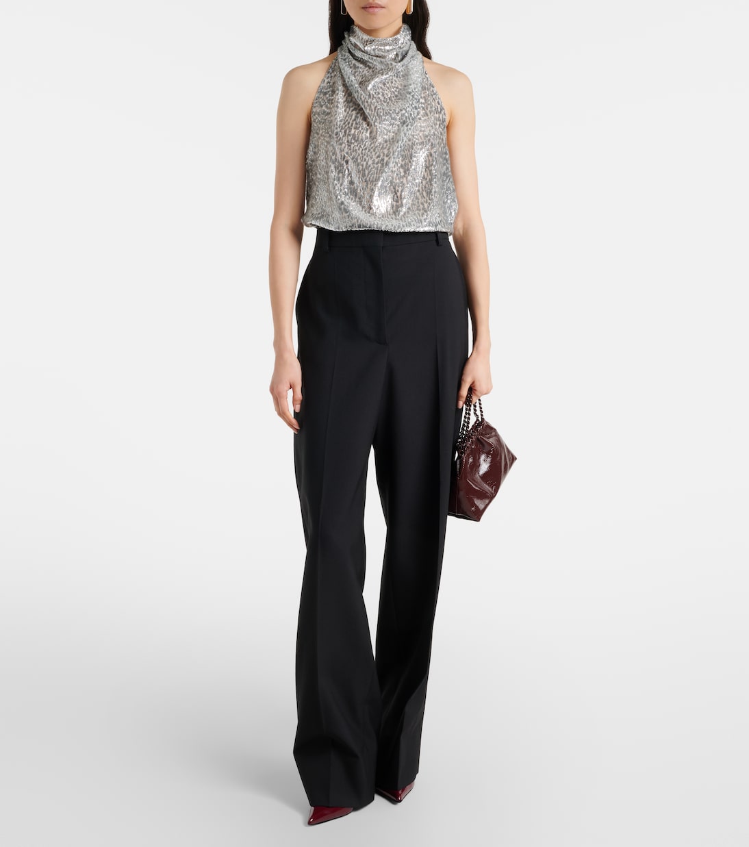 Halterneck lamé velvet top | Stella McCartney