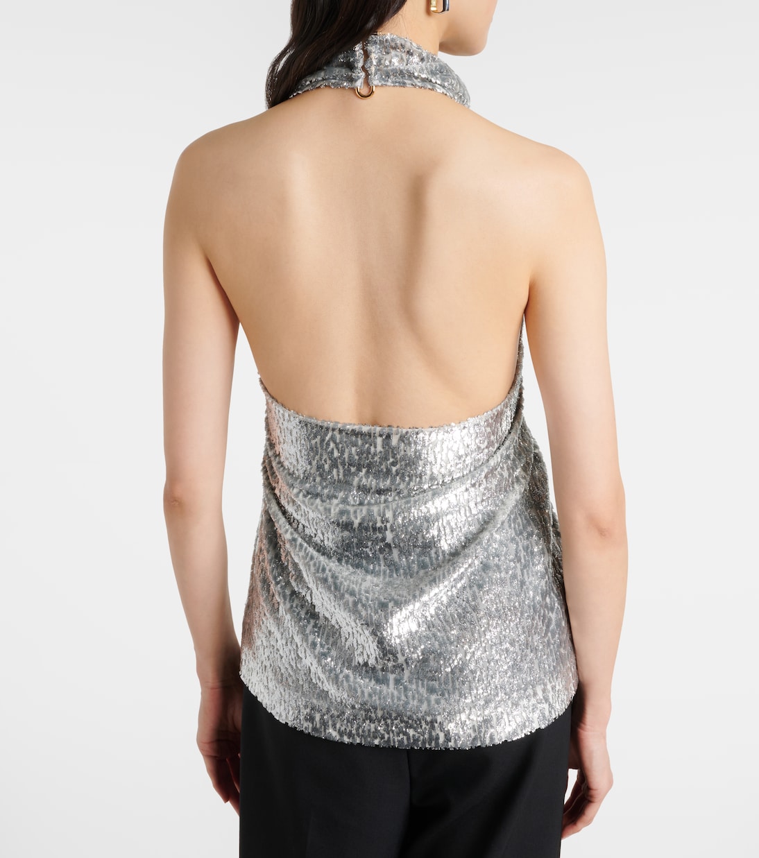 Halterneck lamé velvet top | Stella McCartney