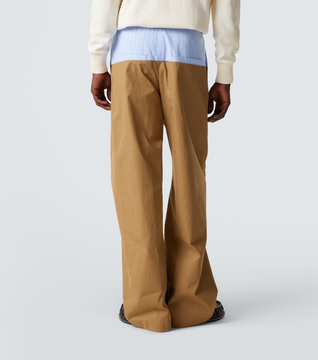 Paneled cotton twill wide-leg pants | Dries Van Noten
