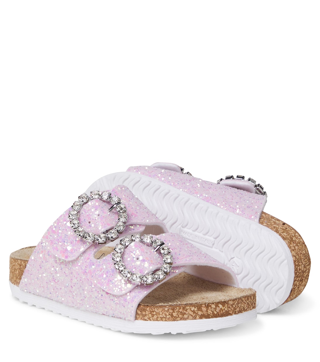 Crystal-embellished glitter sandals  | Monnalisa
