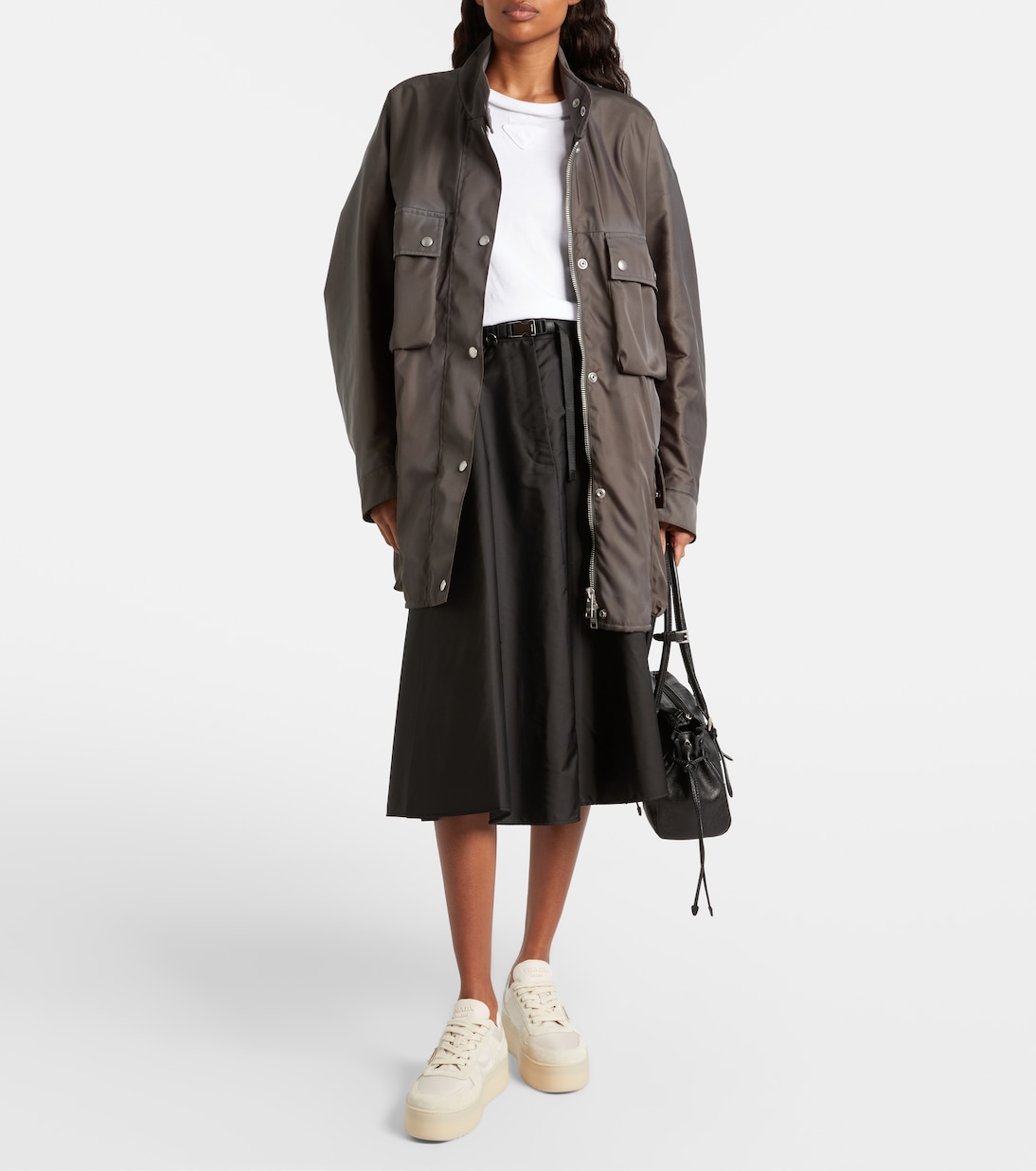 Sneakers Downtown Bold in Re-Nylon e suede | Prada