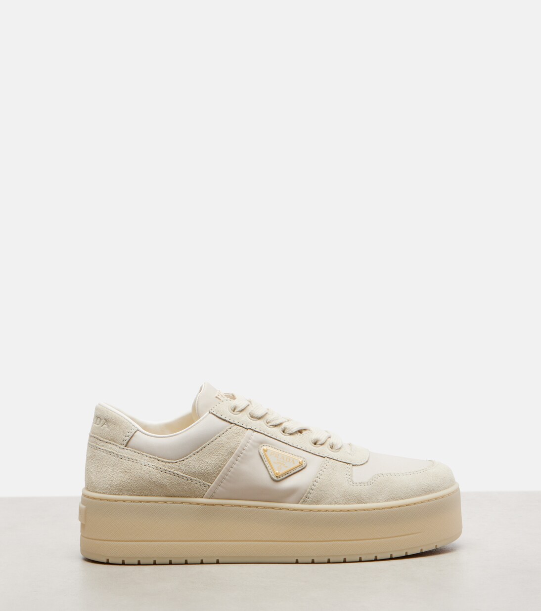 Sneakers Downtown Bold in Re-Nylon e suede | Prada