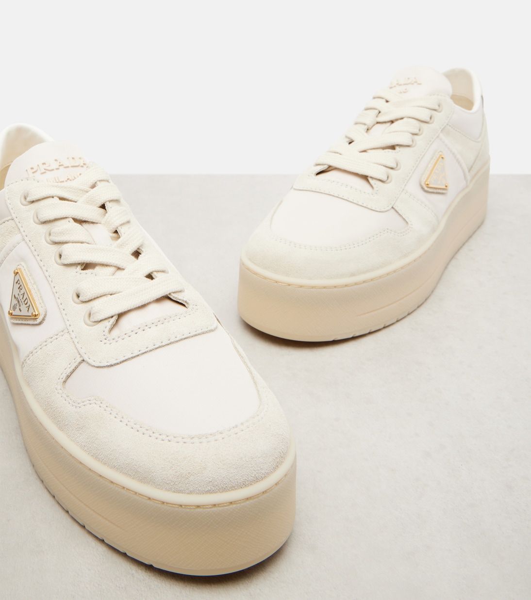 Sneakers Downtown Bold in Re-Nylon e suede | Prada