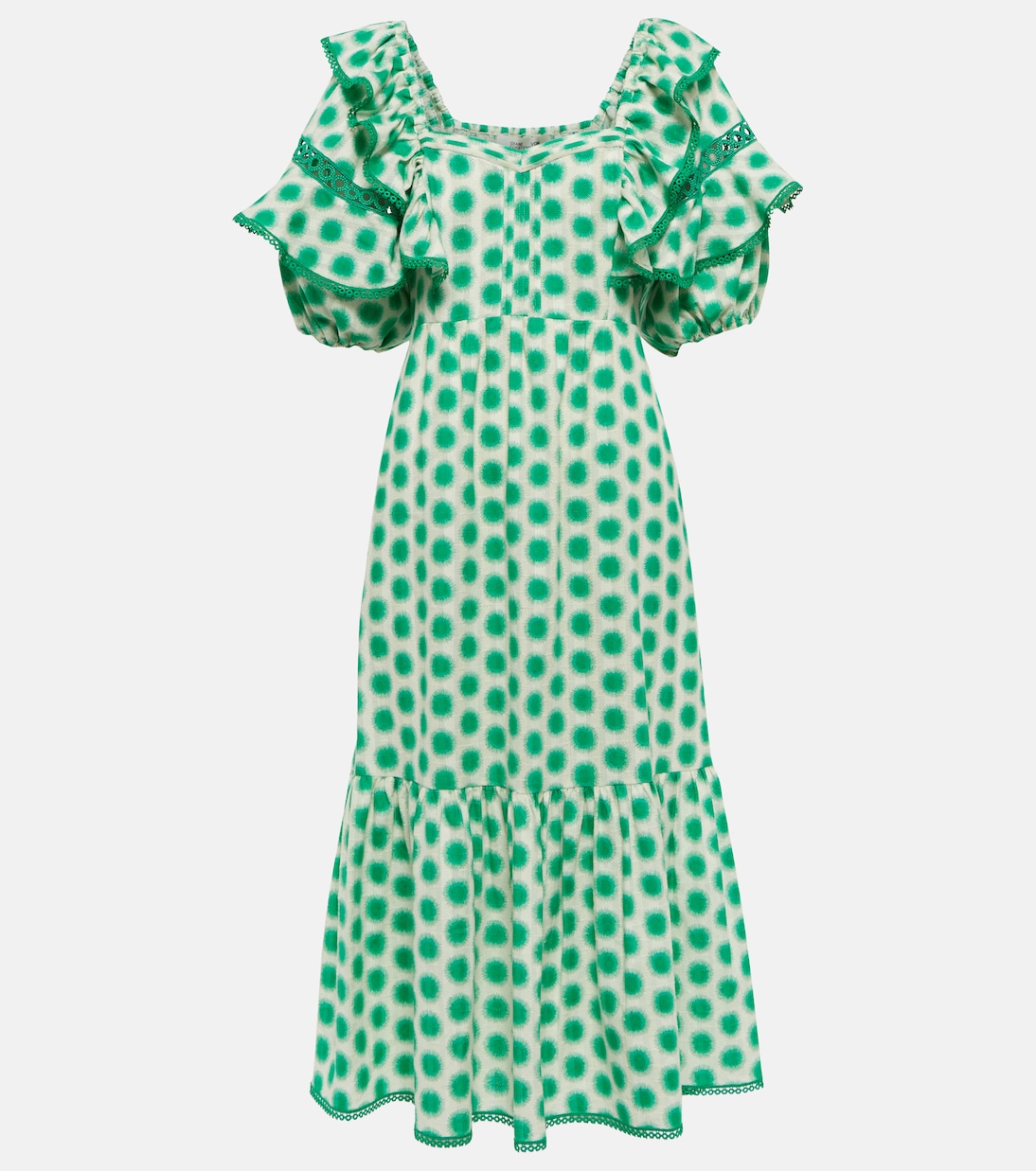 Oliver lace trimmed cotton midi dress | Diane von Furstenberg