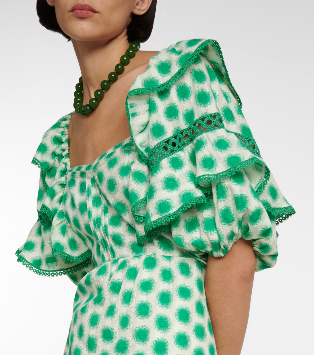 Oliver lace trimmed cotton midi dress | Diane von Furstenberg