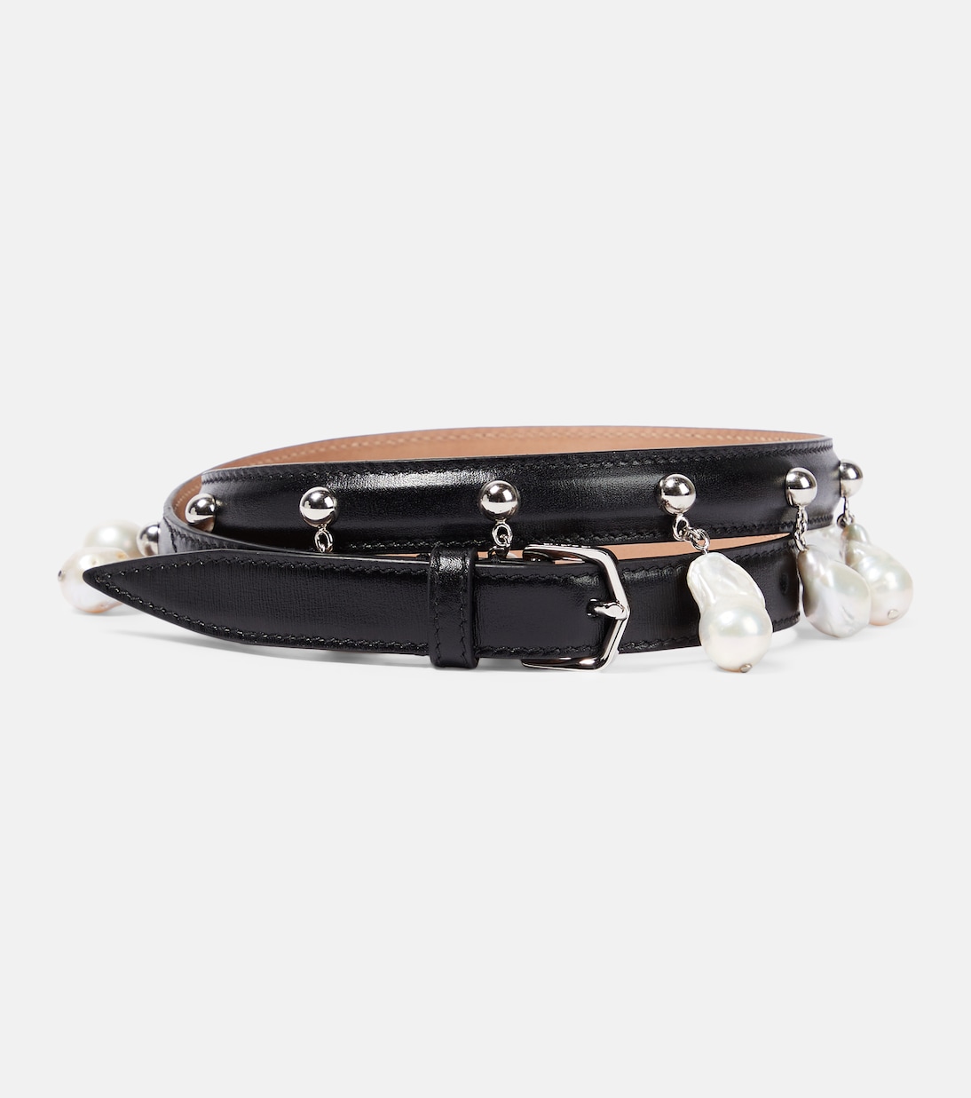 Cintura in pelle con decorazioni di perle finte ALAÏA per uno stile giovane e raffinato