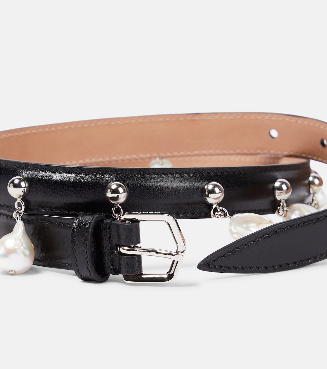 Cintura in pelle con decorazioni di perle finte ALAÏA per uno stile giovane e raffinato