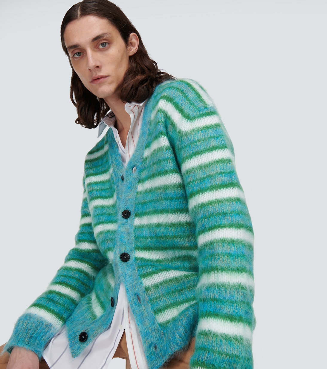 Cárdigan en mezcla de mohair a rayas | Marni