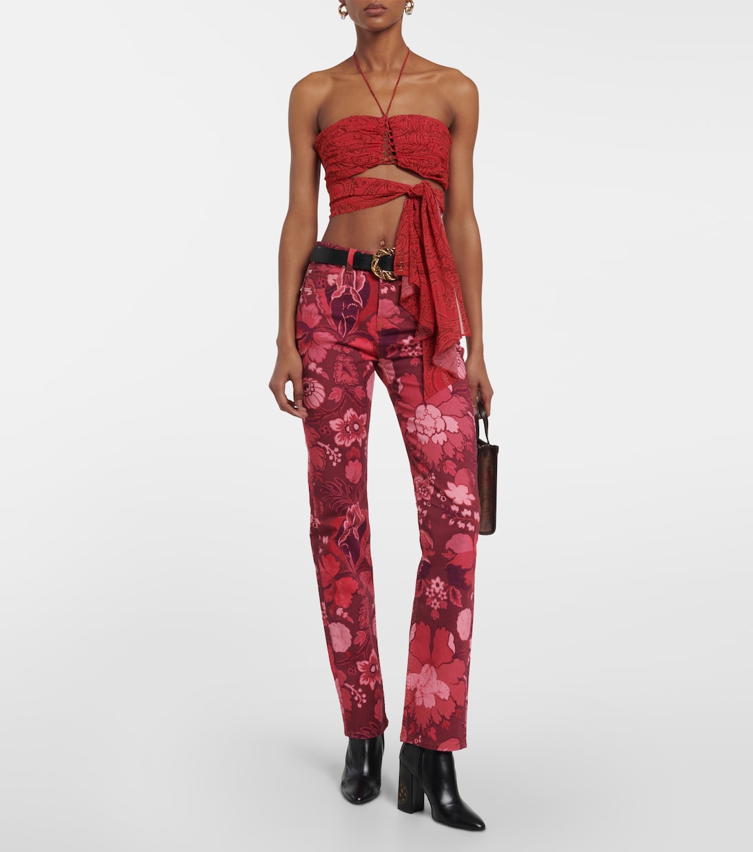 Bedruckte High-Rise Straight Jeans | Etro