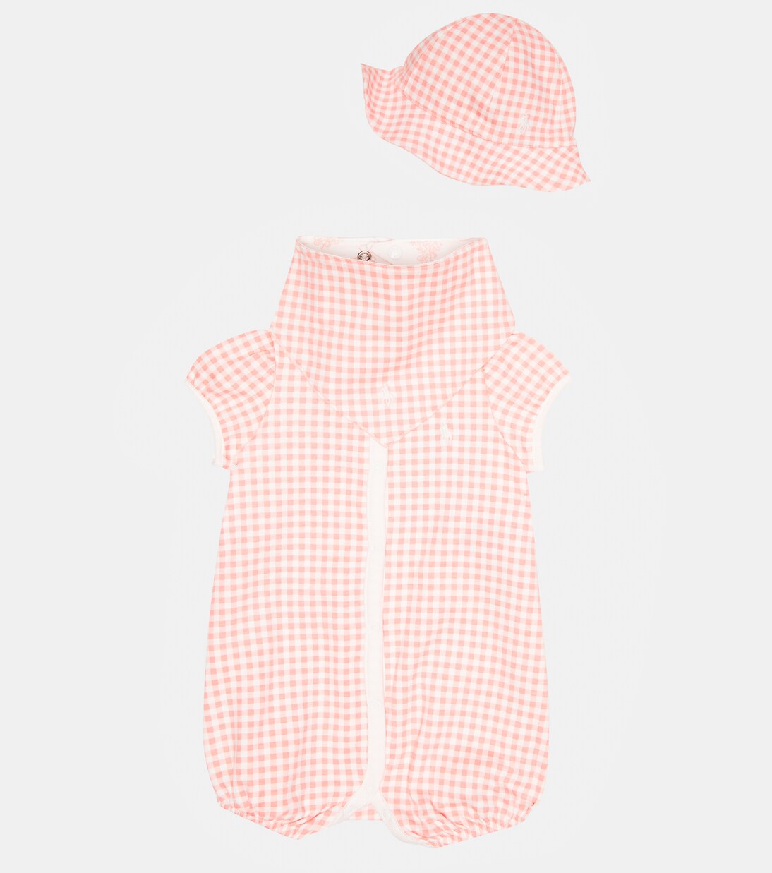 Baby gingham cotton playsuit, bib, and hat set | Polo Ralph Lauren Kids