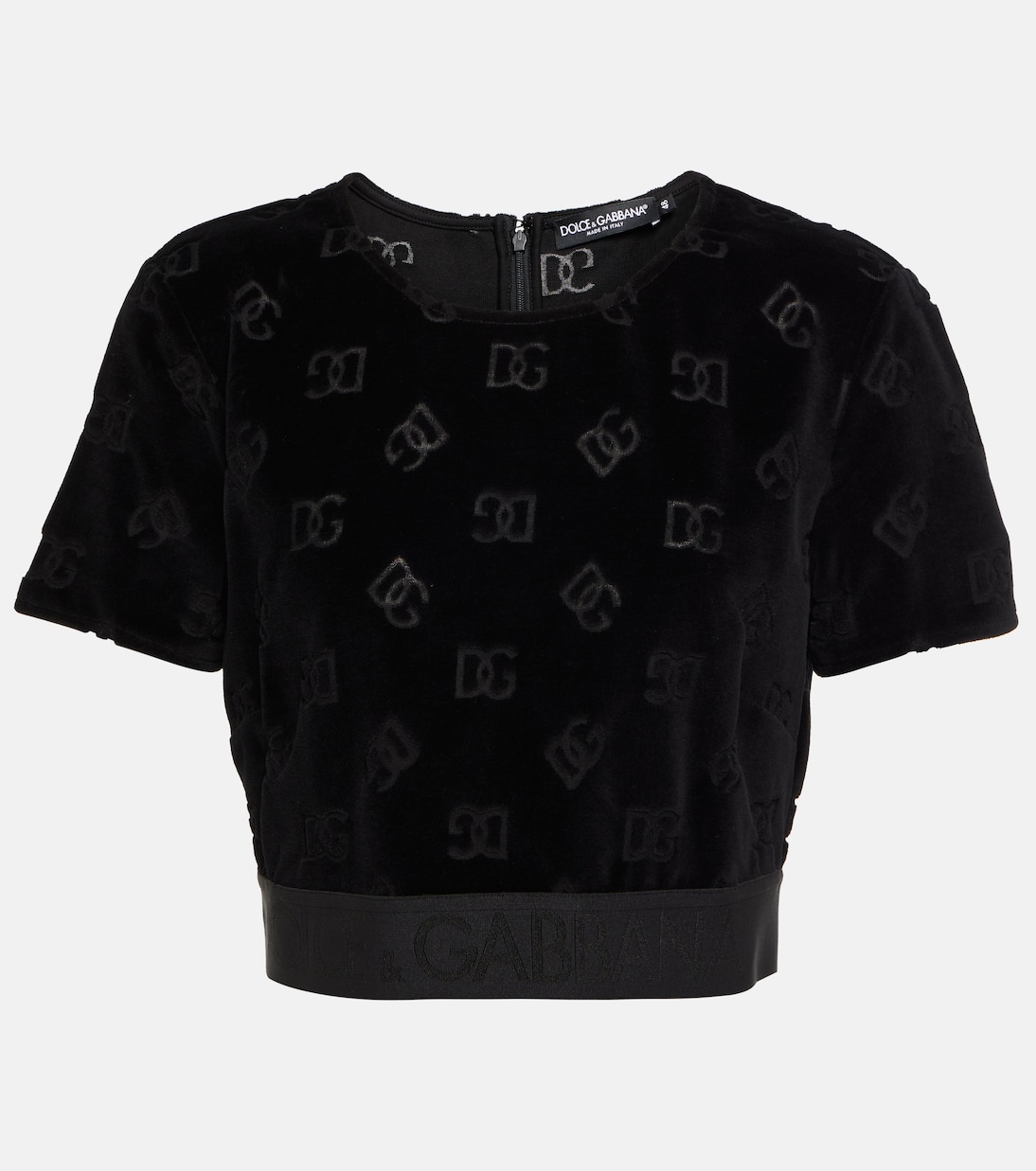Top raccourci en velours à logo | Dolce&Gabbana