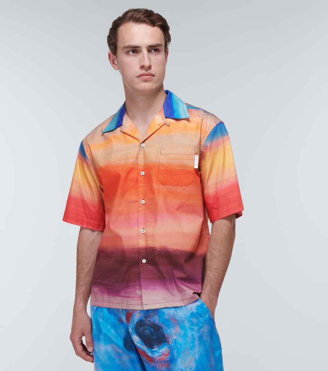 Camisa bowling de algodón degradada | Marni